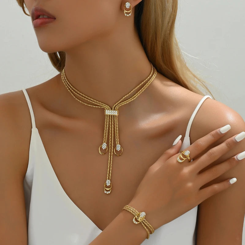 Geometric Jewelry Set Alloy Women's Fresh Sweet Necklace Charm Jewelrys