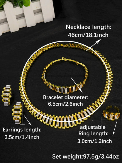 Dubai Jewelry Set for Women 18K Gold Plated Luxury Multicolour Necklace Earrings Bracelet Ring Set Jewelry Wedding Party