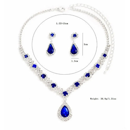 Fashionable Crystal Jewelry Necklace Earring Set Premium Luxury Pendant Necklace Original Design Inlaid Zircon Dangle Earrings