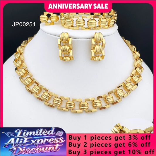 High Quality Jewellery Set For Women Dubai Nigeria Party Jewelry Necklace Earrings Bracelet And Ring Wedding Party Gift