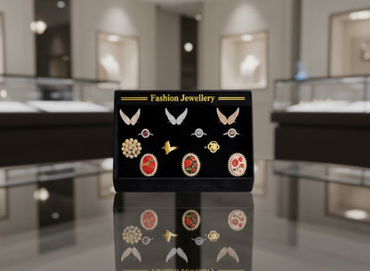 12 Pcs Jewellery Rings Set for Women | Stylish Fashion Rings Bundle