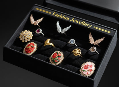 12 Pcs Jewellery Rings Set for Women | Stylish Fashion Rings Bundle